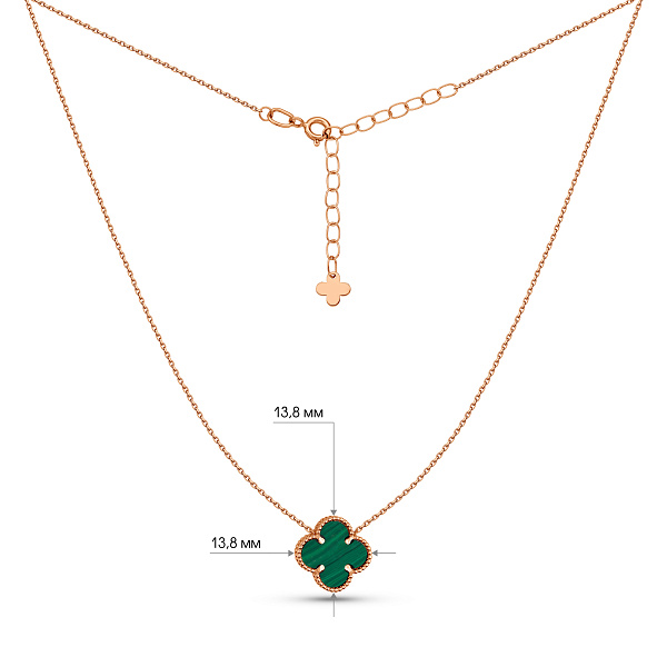 Кольє Конюшина з червоного золота з малахітом (арт. 361496/12млх) – зображення 3