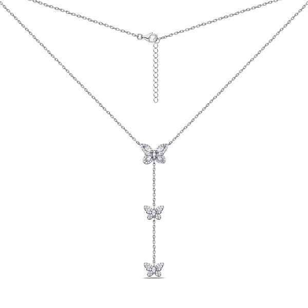 Срібне кольє Метелики з фіанітами (арт. 7507/1789) – зображення 2