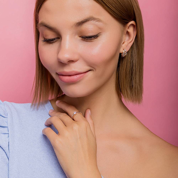 Золотое кольцо с фианитами (арт. 1191018101) – изображение 4