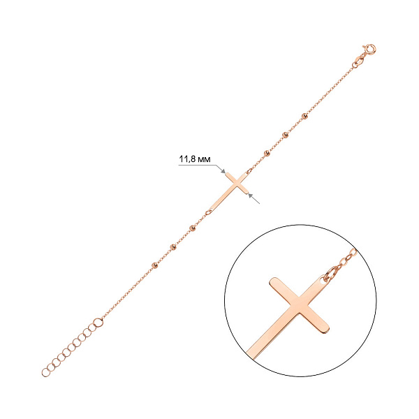 Браслет з червоного золота із хрестиком (арт. 326937) – зображення 2
