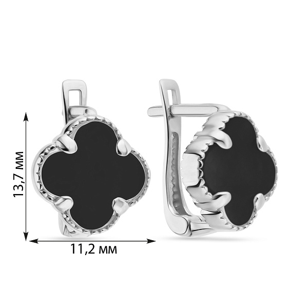 Серьги из белого золота с ониксом (арт. 106087/10бо) – изображение 2
