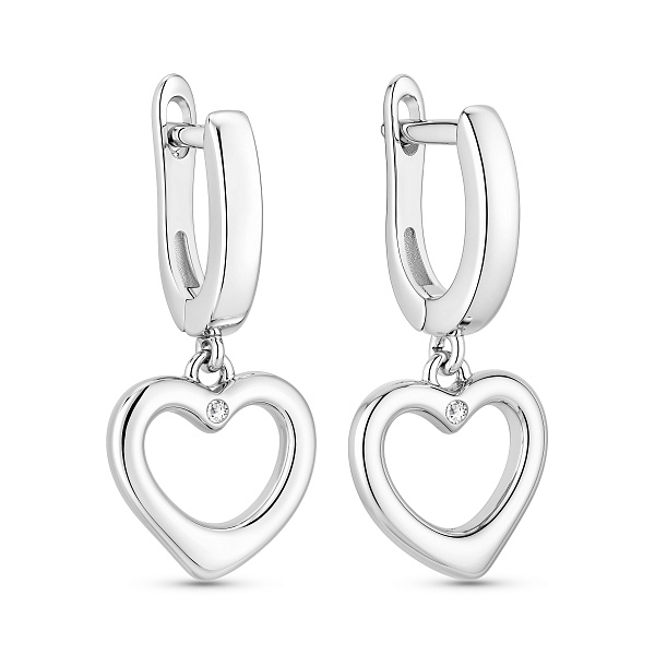 Серебряные серьги Сердца с фианитами (арт. 7502/10483) – изображение 1