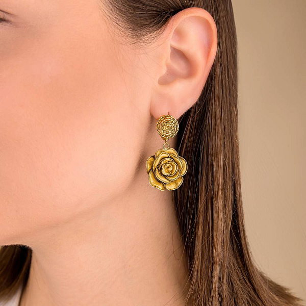 Золоті сережки Троянда Francelli (арт. 1091355ж) – зображення 3