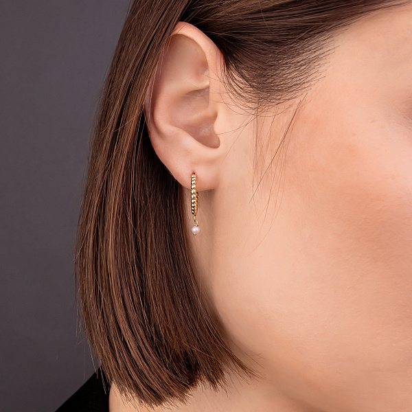 Золотые серьги с жемчугом (арт. 1091275жпрлб) – изображение 2