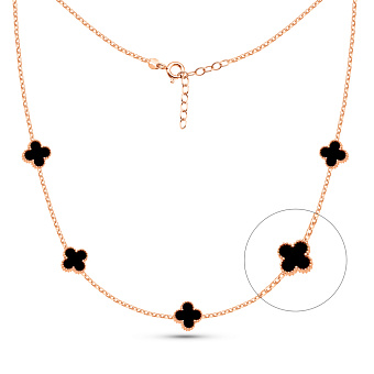 Золотое колье Клевер с ониксом (арт. 352772/8о)