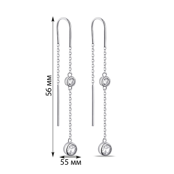 Серебряные серьги-протяжки с фианитами (арт. 7502/С2Ф/1524) – изображение 2