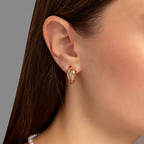 Серьги из красного золота Змея с фианитами (арт. 111450к) – изображение 2