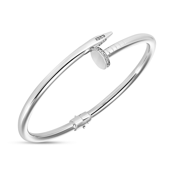 Браслет «Гвоздь» из белого золота с фианитами (арт. 324859б) – изображение 1