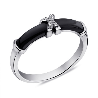 Кольцо из серебра и керамики с фианитами (арт. 7501/6997кмч)