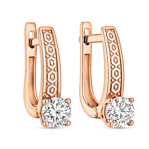 Серьги из красного золота с фианитом (арт. 116200) – изображение 1