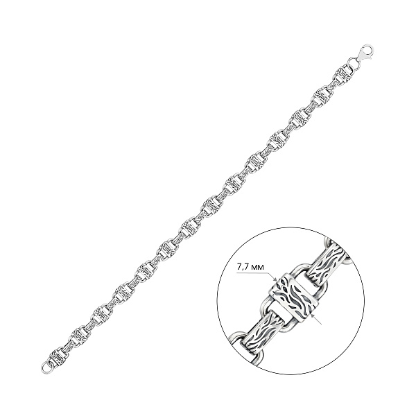 Мужской серебряный браслет с узором (арт. 7909/5215ч) – изображение 2