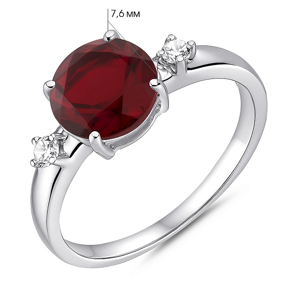 Срібна каблучка з гранатом та фіанітами (арт. 7501/2104124Г) – зображення 2