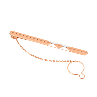 Затискач для краватки з червоного золота з родіюванням (арт. 200077р)