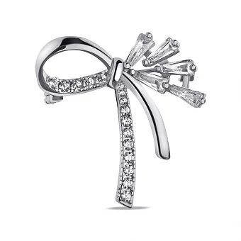 Серебряная брошь Бант с фианитами (арт. 7505/217)