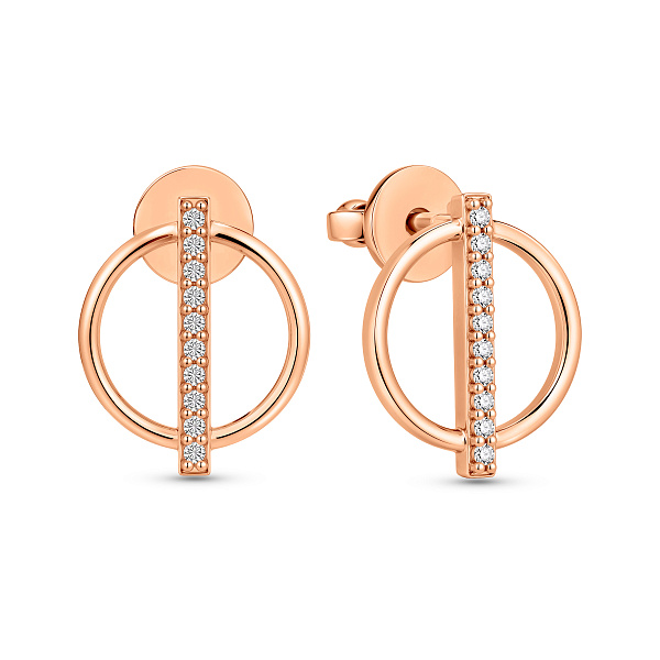 Серьги из красного золота с фианитами (арт. 110870) – изображение 1