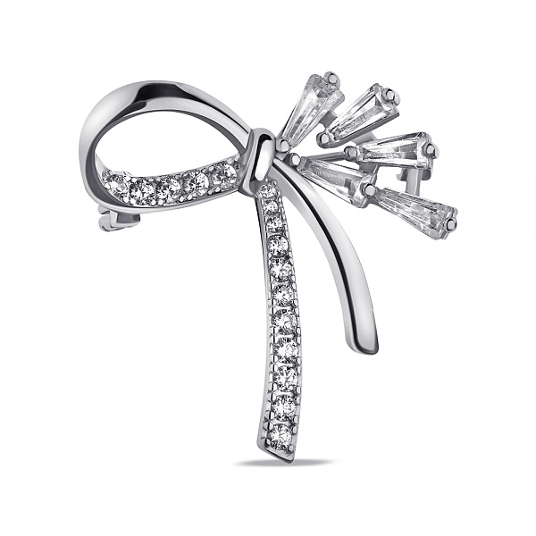 Серебряная брошь Бант с фианитами (арт. 7505/217) – изображение 1