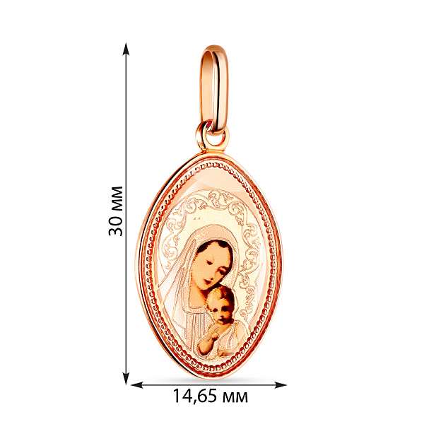 Золота ладанка «Божа Матір з немовлям» з емаллю (арт. 422472) – зображення 2