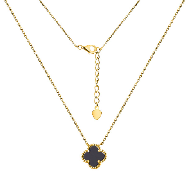 Колье "Клевер" из серебра с желтым родированием и ониксом (арт. 7507/470/15жо) – изображение 2