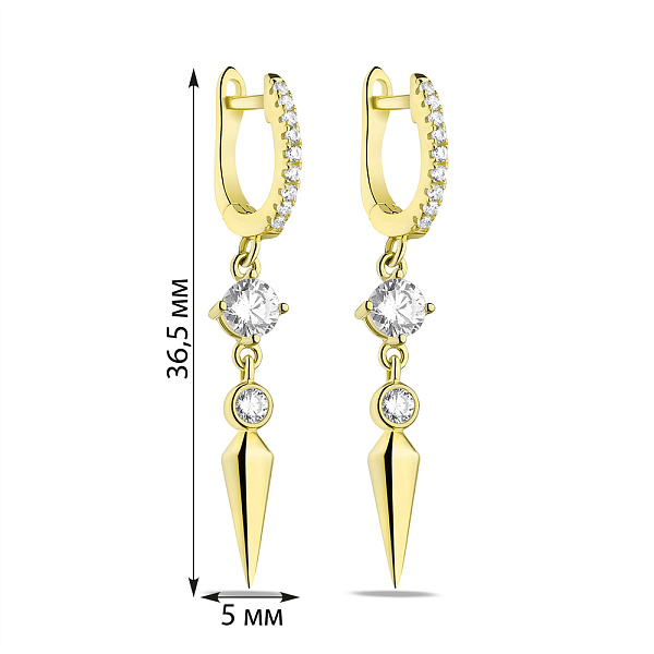 Серебряные серьги-подвески с фианитами (арт. 7502/9156ж) – изображение 2