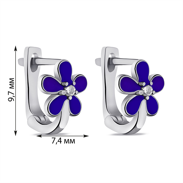 Серебряные детские серьги Цветок с фианитами (арт. 7502/2734ес) – изображение 2