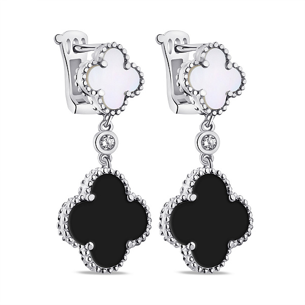 Срібні сережки-підвіски Конюшина  (арт. 7502/9242по) – зображення 1