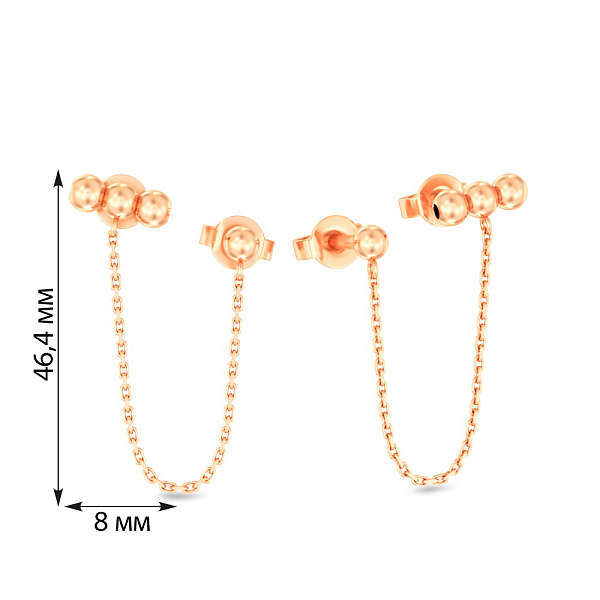 Золотые сережки на два прокола (арт. 1101151) – изображение 2