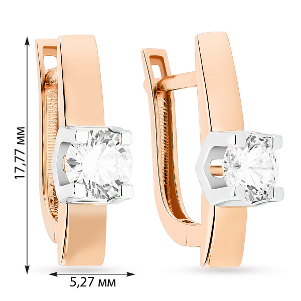 Сережки з комбінованого золота з фіанітами (арт. 105094) – зображення 2