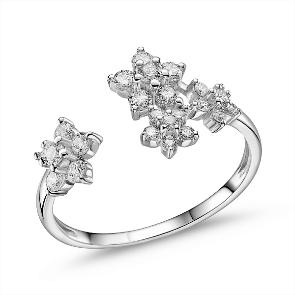 Золотое кольцо Цветы с бриллиантами (арт. К011619040б) – изображение 1