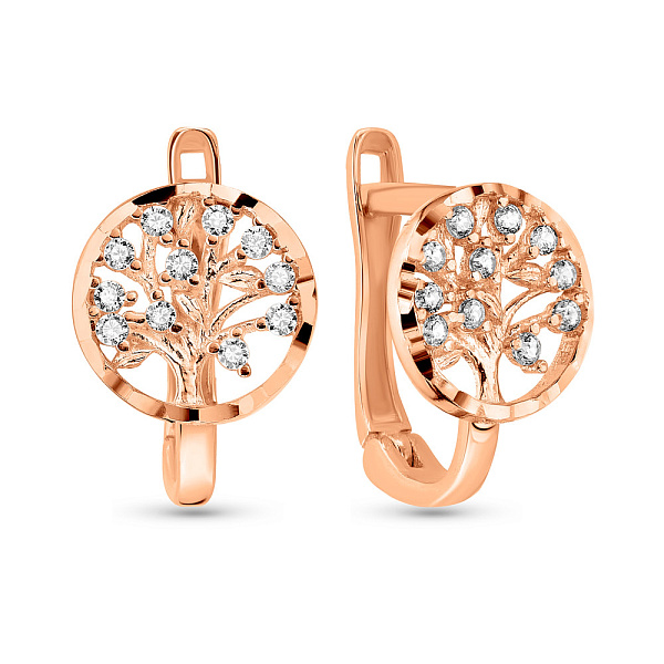 Сережки з золота «Дерево життя» з фіанітами (арт. 108086а) – зображення 1