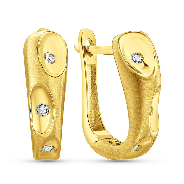 Сережки з жовтого золота з фіанітами (арт. 1091127жм) – зображення 1