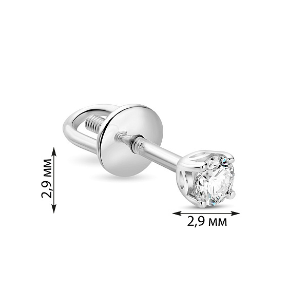 Одиночная золотая серьга-пусета с бриллиантом (арт. 2607859202Я) – изображение 2