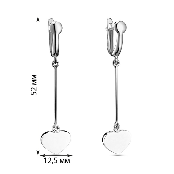 Золотые серьги с подвесками Сердечки (арт. 104677б) – изображение 2