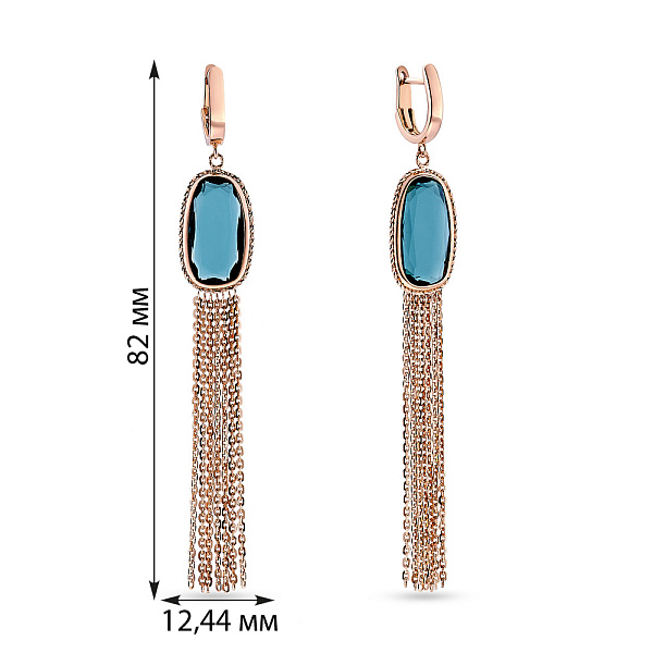 Золотые серьги-подвески с кварцем (арт. 107604Пкс) – изображение 3