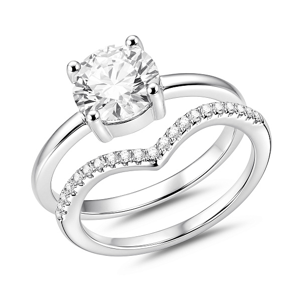 Серебряное двойное кольцо с фианитами (арт. 7501/8630) – изображение 1