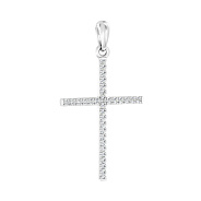 Хрестик з білого золота з діамантами (арт. П011193015б)