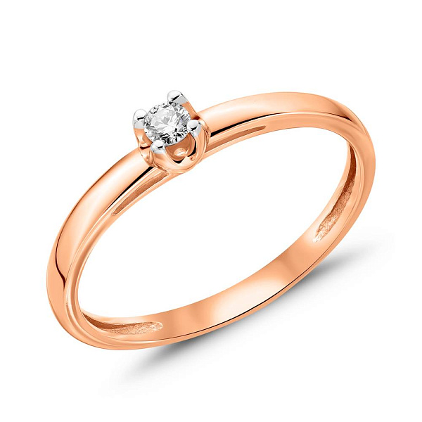 Кольцо из красного золота с бриллиантом (арт. 1107483201) – изображение 1