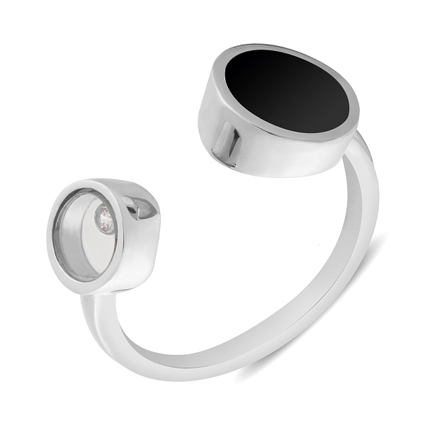 Золотое кольцо Лýна с эмалью и фианитом (арт. 154746беч) – изображение 1