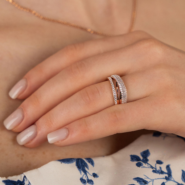 Золотое кольцо Синергия с фианитами (арт. 140452) – изображение 2