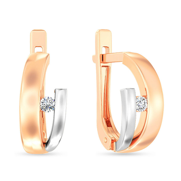 Серьги из красного и белого золота с фианитом (арт. 107024кб) – изображение 1