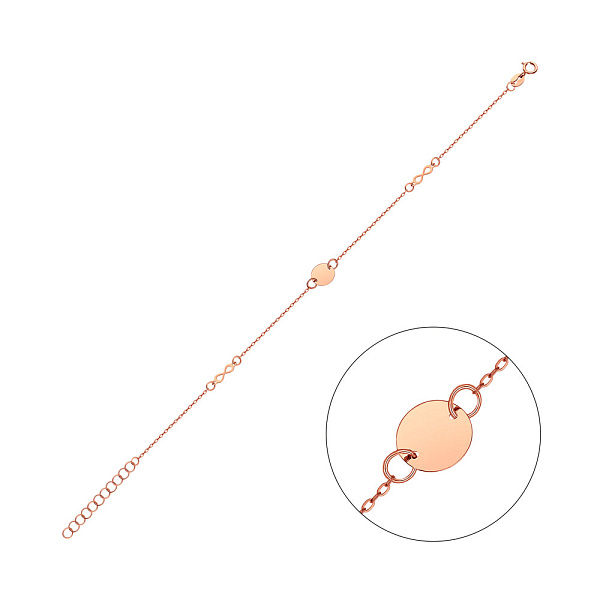 Золотий браслет в червоному кольорі металу (арт. 325415) – зображення 1