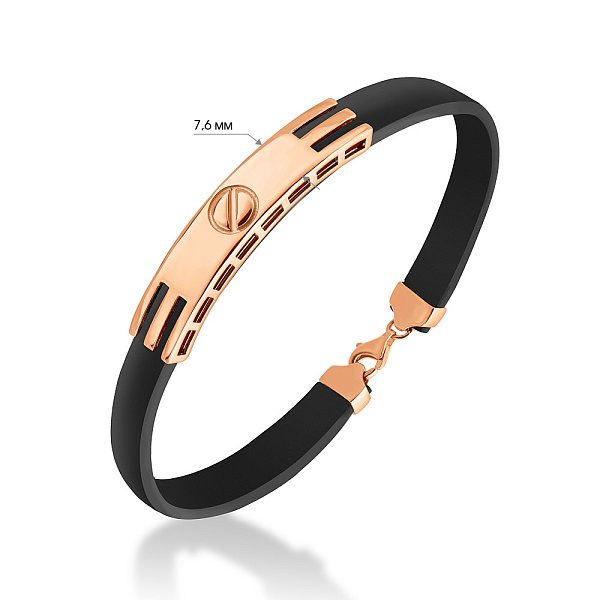 Каучуковий браслет зі вставками з червоного золота (арт. 326285) – зображення 7