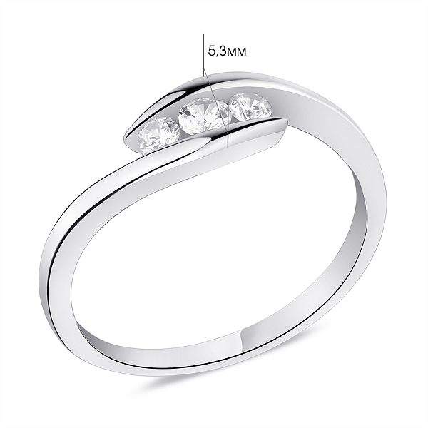Срібна каблучка з трьома фіанітами  (арт. 7501/5695) – зображення 2