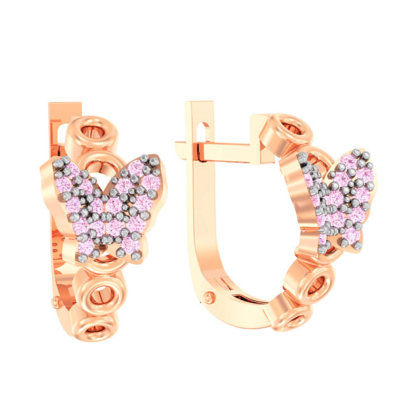 Детские золотые серьги «Бабочки» с фианитами (арт. 110480р) – изображение 1