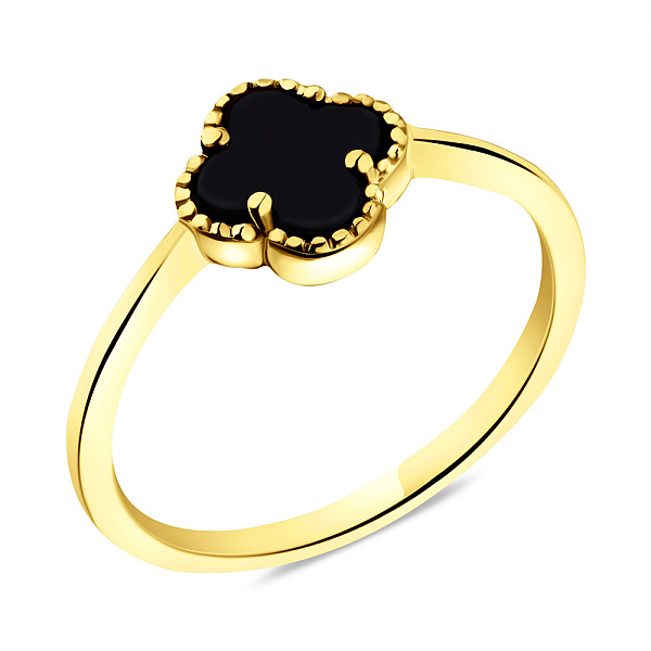 Кольцо из серебра с ониксом и желтым родированием (арт. 7501/6741/7жо) – изображение 1