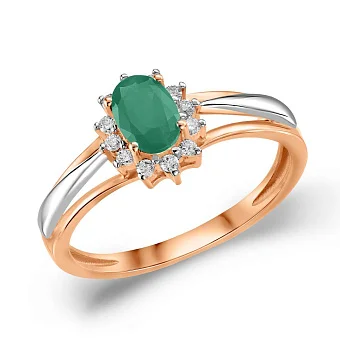Каблучка з золота зі смарагдом і діамантами (арт. К011157и)