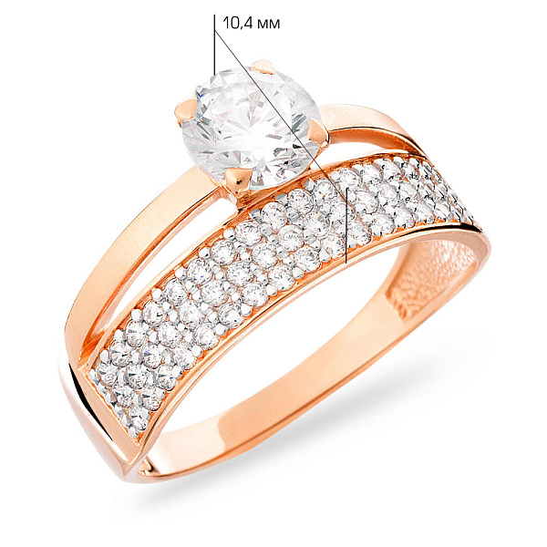 Золотое помолвочное кольцо с фианитами (арт. 140425) – изображение 2