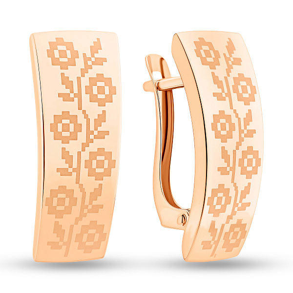 Золоті сережки з орнаментом (арт. 121124) – зображення 1