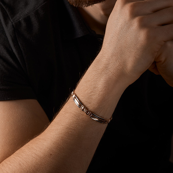 Мужской браслет из красного и белого золота (арт. 325540кб) – изображение 2