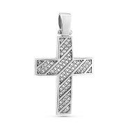 Хрестик з білого золота з фіанітами (арт. 423100б)