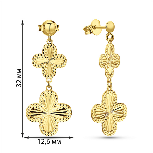 Серьги-подвески из желтого золота (арт. 1092037ж) – изображение 3